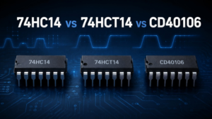 74HC14 vs 74HCT14 vs CD40106 Schmitt trigger inverter comparison