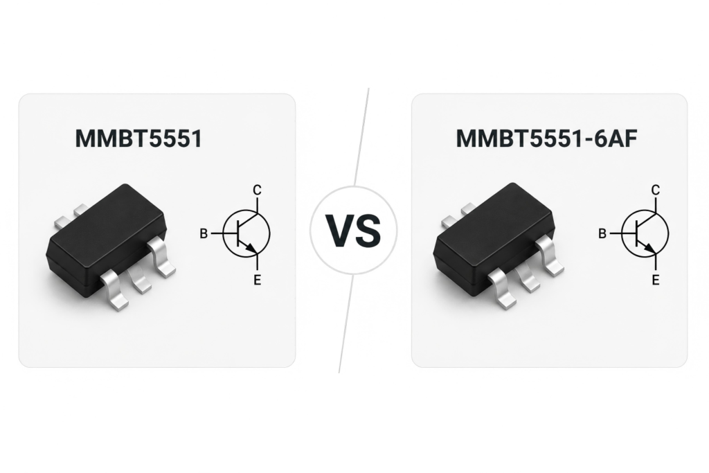 SOT-23 package comparison between MMBT5551 and MMBT5551-6AF transistor