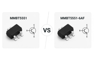 SOT-23 package comparison between MMBT5551 and MMBT5551-6AF transistor