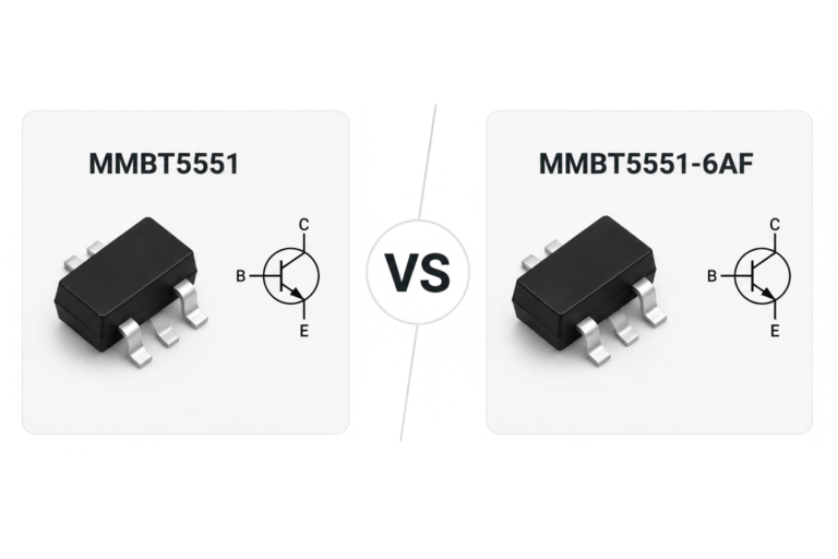 SOT-23 package comparison between MMBT5551 and MMBT5551-6AF transistor