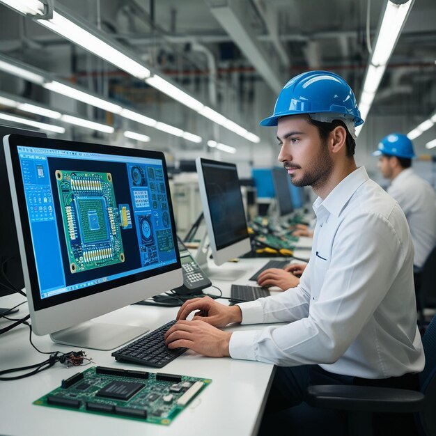 Engineer reviewing PCB and replacement component parameters