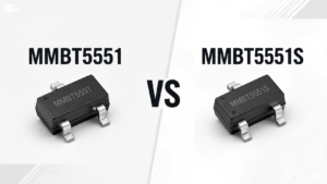 MMBT5551 vs MMBT5551S high voltage NPN transistor comparison with SMD package illustration