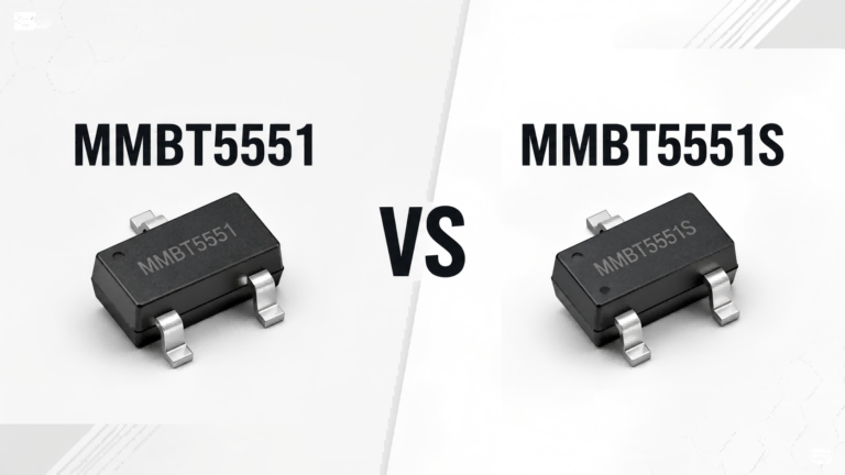 MMBT5551 vs MMBT5551S high voltage NPN transistor comparison with SMD package illustration
